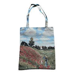 French Monet Poppy Field Tapestry Tote Bag - Rolande du Dreuilh Creations
