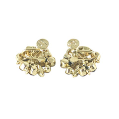 Vintage Lisner Amethyst Rhinestones & Gold Tone Floral Earrings