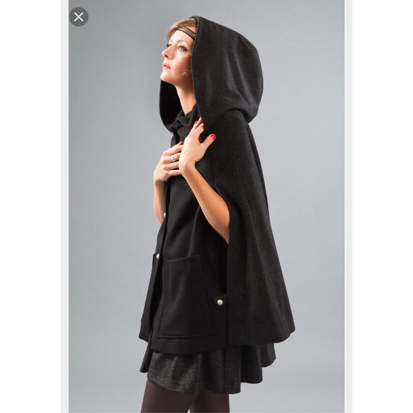 Cape Barbara – Black/gray Hooded Cape by French Designer Madeva – Flavors  of France