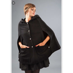 Cape Barbara – Black/gray Hooded Cape by French Designer Madeva