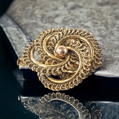 Exquisite Vintage French Georges Legros Gold Plated Spiral Brooch