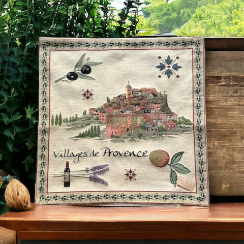 Tapestry Pillow Cover - Provence Villages - Rolande du Dreuilh Creations