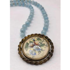 LISERON BLEU - Vintage French Brooch & Aquamarine Necklace