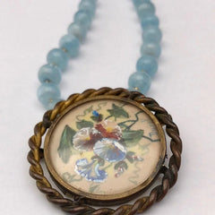 LISERON BLEU - Vintage French Brooch & Aquamarine Necklace