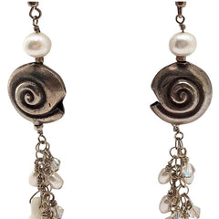 CORAIL BLANC - White coral, Silver, Freshwater Pearls Earrings