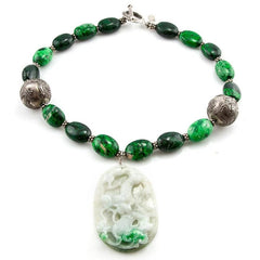 MOSS-in-SNOW - Vintage Jade Pendant & Maw Sit Sit Necklace