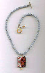 Ceramic Pendant & Angelite Necklace