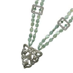 Antique Silver Pendant Fishel Nessler & Green Kyanite Necklace