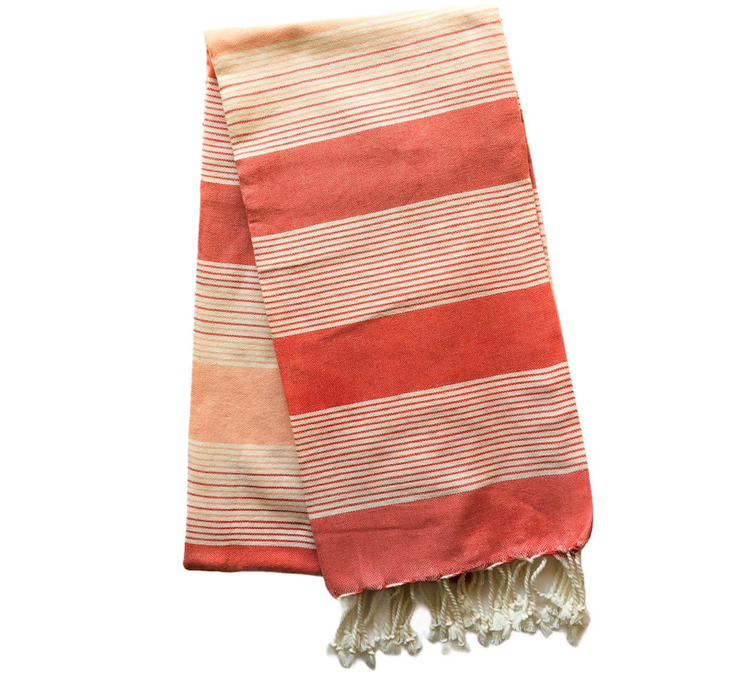 Fouta Towel/Throw - Large - Coral Stripes