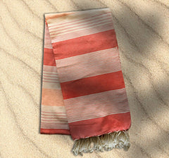 Fouta Towel/Throw - Large - Coral Stripes