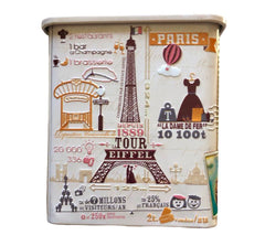 Decorative Square High Tin Box - Paris