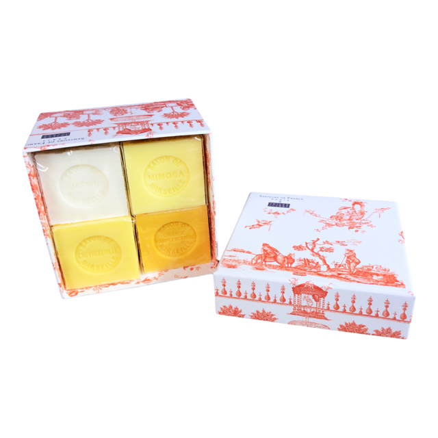 Marseille Soap Gift Box  - Toile de Jouy Orange - Senteurs de France