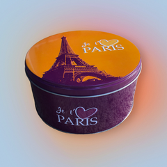Round Cookie Tin  "Je t'aime Paris"