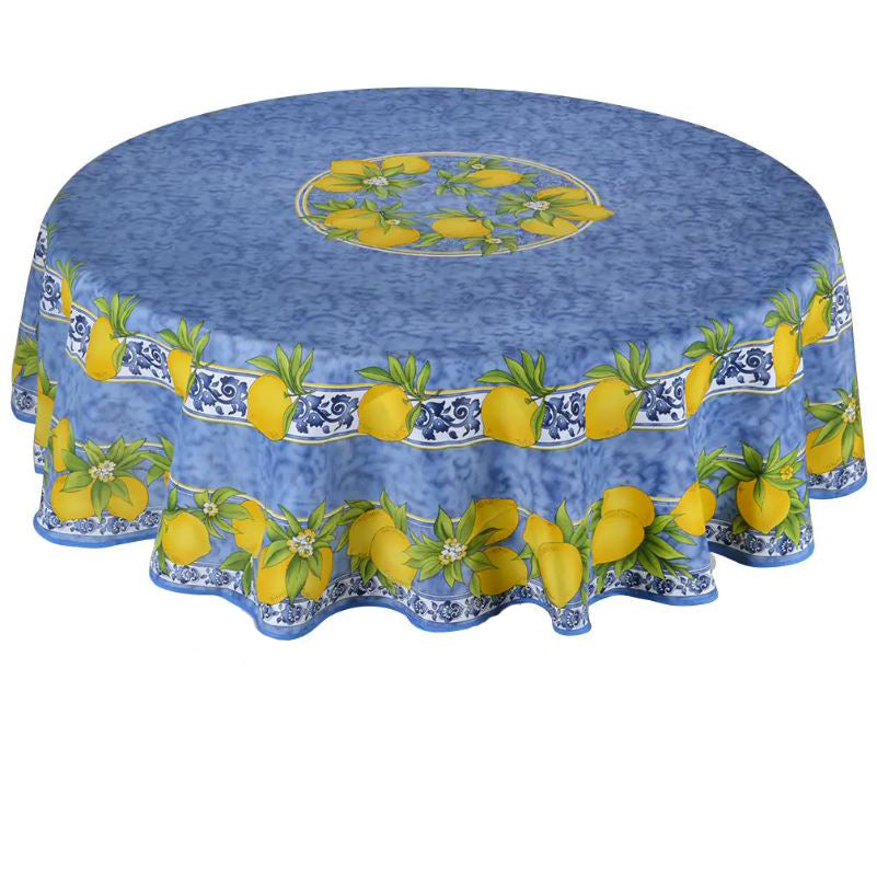 Provence Round Tablecloth - Lemons Blue & Yellow